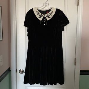 Velvet Hell Bunny Fit and Flare Dress with Embroidered Peter Pan collar